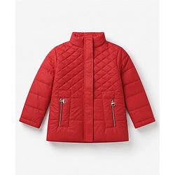 Pine Kids Woven Full Sleeves Padded Quilted Winter Jacket - Red