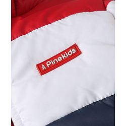 Pine Kids Woven Padded Quilted Hooded Winter Jacket with Full Sleeves and Cut & Sew with Pinekids Patch - Navy Blue