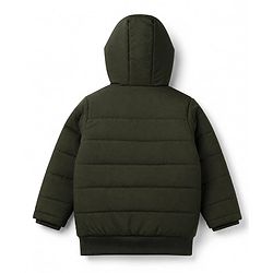 Pine Kids Woven Full Sleeves Solid Hoodies - Green
