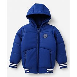 Pine Kids Woven Full Sleeves Padded Hooded Winter Jacket - Royal Blue