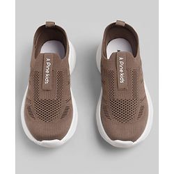 Pine Kids Slip On Sneaker Shoes With Logo Design - Grey