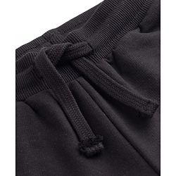 Pine Kids Knit Full Length Lounge Pant With Cargo Pockets & Text Print - Black