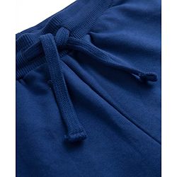 Pine Kids Knit Full Length Lounge Pant With Cargo Pockets & Text Print - Navy Blue
