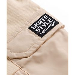 Pine Kids Knit Full Length Lounge Pant With Cargo Pockets & Text Print - Beige