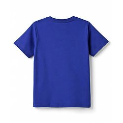Pine Kids Cotton Knit Half sleeves T-Shirt with Mountain & Text Print - Blue