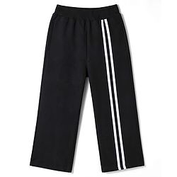 Pine Kids Cotton Knit Full Length Solid Track Pant - Black