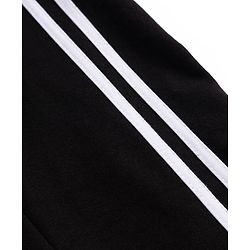 Pine Kids Cotton Knit Full Length Solid Track Pant - Black