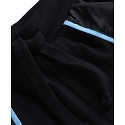Pine Kids Looper Knit Full Length Lounge Pant with Cut & Sew Design & Text Print- Black
