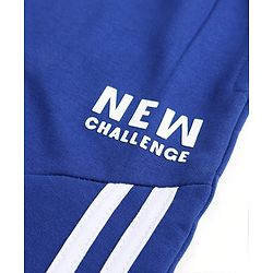 Pine Kids Looper Knit Full Length Solid Colour Lounge Pant with Cut & Sew & Tape Detailing -  Blue