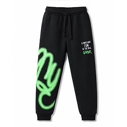 Pine Kids Looper Knit Full Length Text Printed Lounge Pant - Black