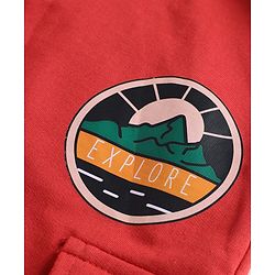 Pine Kids Knit Full Length Explore Printed Lounge Pant with Pockets- Red
