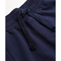 Pine Kids Cotton Knit Full Length Lounge Pants With Text Print - Navy Blue