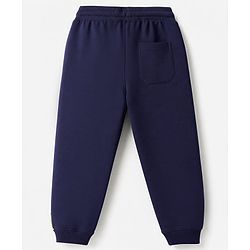 Pine Kids Cotton Knit Full Length Lounge Pants With Text Print - Navy Blue