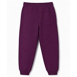 Pine Kids Cotton Knit Full Length Lounge & Track Pant With Text Print - Plum