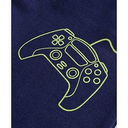 Pine Kids Knit Full Length Game Pad & Text Printed Lounge Pant with Pockets- Navy