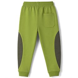 Pine Kids Cotton Knit Full Length Lounge Pants With Text Print - Olive Green