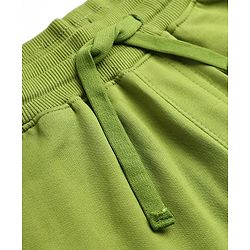 Pine Kids Cotton Knit Full Length Lounge Pants With Text Print - Olive Green
