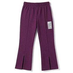 Pine Kids Knit Full Length Text Printed Flared Lounge Pant - Plum