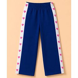 Pine Kids Knit Full Length Hearts Printed Pant - Navy Blue