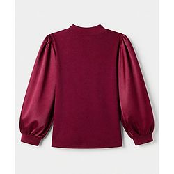 Pine Kids Cotton Mix Knit Top with Full Peasant Sleeve and Heart Embellished in Maroon