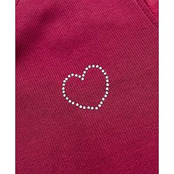 Pine Kids Cotton Mix Knit Top with Full Peasant Sleeve and Heart Embellished in Maroon