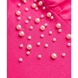 Pine Kids Knitted Half Sleeves Top With Pearl Embellished - Pink