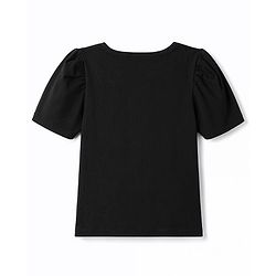 Pine Kids Cotton Lycra Knit Half Sleeves Top With Pearl Embellishment - Black