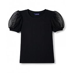 Pine Kids Cotton Lycra Knit Half Sleeves Solid Top - Black
