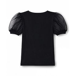 Pine Kids Cotton Lycra Knit Half Sleeves Solid Top - Black