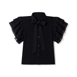 Pine Kids Cotton Lycra Knit Half Sleeves Top - Black