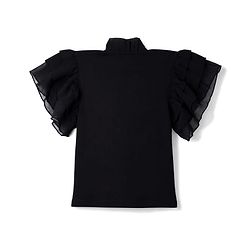 Pine Kids Cotton Lycra Knit Half Sleeves Top - Black