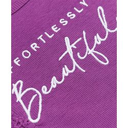 Pine Kids Cotton Lycra Knit Half Sleeves Top with Frill Detailing and Effortlessly Beautiful Embroidery - Purple