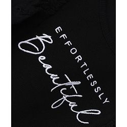 Pine Kids Cotton Knit Half Sleeves Top with Frill Detailing and Effortlessly Beautiful Embroidery in Black for 4-5 Years