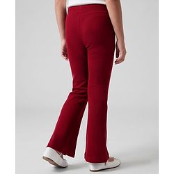 Pine Kids Cotton Lycra Knit Full Length Solid Leggings - Maroon