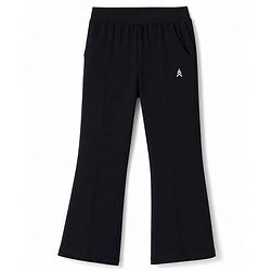 Pine Kids Cotton Lycra Knit Full Length Solid Colour Leggings With Stretch - Black