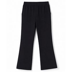 Pine Kids Cotton Lycra Knit Full Length Solid Colour Leggings With Stretch - Black