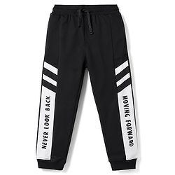 Pine Kids Knit Full Length Text Printed Lounge Pant - Black