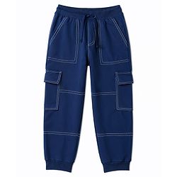 Pine Kids Knit Full Length Solid Colour Cut & Sew Lounge Pant - Navy