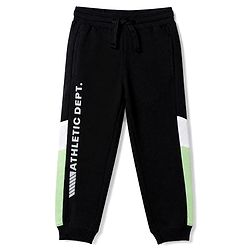 Pine Kids Cotton Knit Full Length Jogger with Athletic Dept. Print in Black