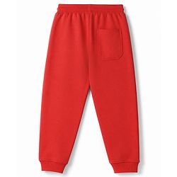 Pine Kids Knit Full Length  Lounge Pant with Text Print & Pockets -  Red