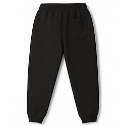 Pine Kids Cotton Knit Full Length Lounge Pants With Text Print - Black