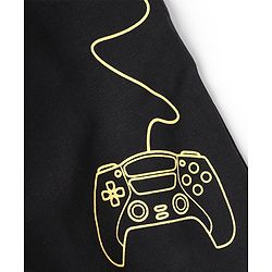 Pine Kids Knit Full Length Game Pad & Text Printed Lounge Pant with Pockets- Black