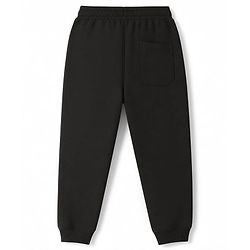 Pine Kids Cotton Knit Full Length Lounge Pants With Text Print - Black