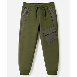 Pine Kids Cotton Knit Full Length Lounge & Track Pant  - Olive Green