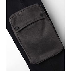 Pine Kids Cotton Knit Full Length Solid Track Pants with Pockets - Black