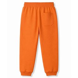 Pine Kids Knit Full Length Lounge Pant With Pockets & Text Print - Orange