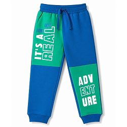 Pine Kids Knit Full Length Cut N Sew Text Printed Lounge Pant - Blue