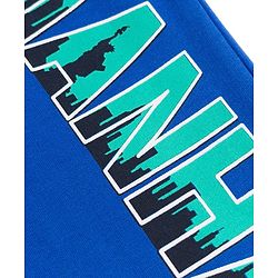 Pine Kids Cotton Knit Full Length Lounge & Track Pant With Text Print - Blue