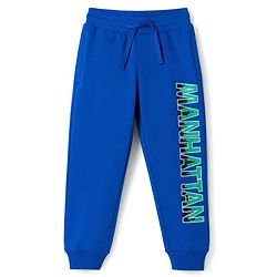 Pine Kids Cotton Knit Full Length Lounge & Track Pant With Text Print - Blue