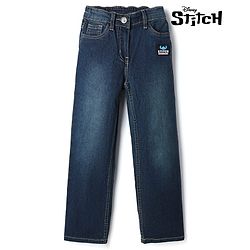 Pine Kids Disney 100% Cotton Denim Full Length Jeans With Stitch Patch in Blue